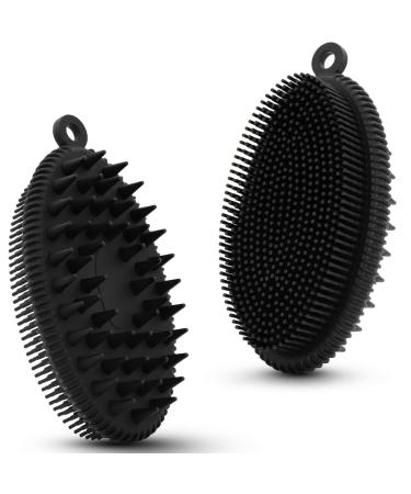 Body Scrubbers for Use in Shower, Easy to Grip, Soft Silicone Loofah for Women Men, 2 in 1 Body Brush for Showering, Easy to Clean, Easy Dry, Hangable, 1PC Black Style 3 Black