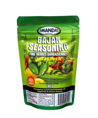 Amandas No Pepper Seasoning Marinade 180g | All-Purpose Caribbean Spice Blend | Perfect Marinade for Meat Chicken Poultry Fish & Vegetables | Made in Barbados | No Heat Vegan and Full Flavour