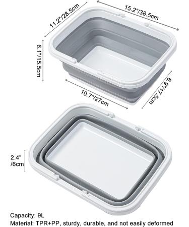 AUTODECO 2 Pack Collapsible Sink with Handle Towel - 2.37 Gal Foldable Wash Basin for Camping, Hiking, Dishes - Gray - Buy Online on GoSupps.com