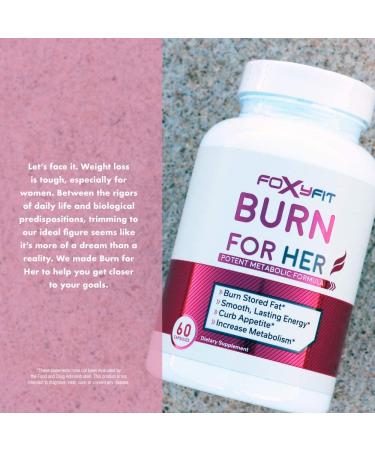 Burn for Her Weight Management Supplement by Foxy Fit - White Willow Bark, Theacrine, Green Coffee Extract (60 Capsules) - Buy Online on GoSupps.com