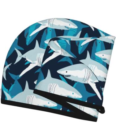Shark Microfiber Hair Towel - Super Absorbent Quick Dry Turban for Curly & Thick Hair | Hair Towel Wrap with Button for Women Girls & Kids - Buy Online on GoSupps.com