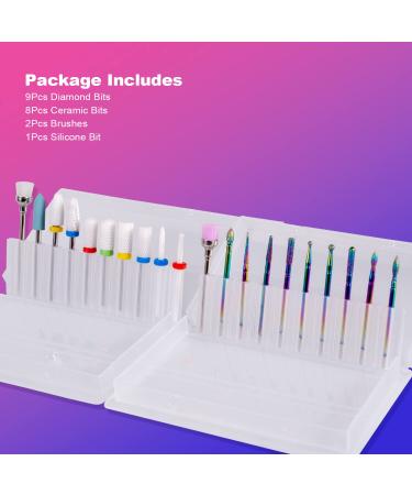 20Pcs Professional Diamond Carbide and Ceramic Nail Drill Bits Set for Acrylic Gel Nails - 3/32 Inch Nail Drill Bits for E-File - Home Salon Essential - Buy Online on GoSupps.com