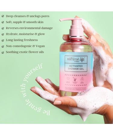 Natural Vibes Activated Shower Gel - Hydrate & Deep Cleanse for All Skin Types | 300 ml | Unisex Body Wash - Buy Online on GoSupps.com