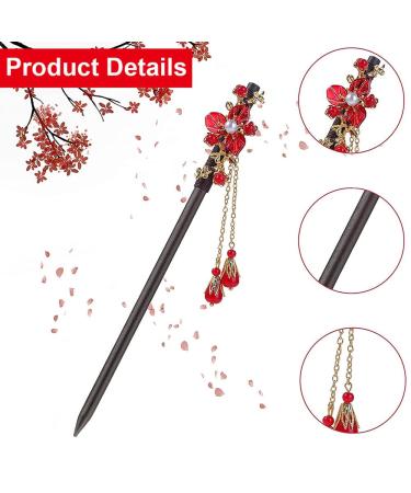 Vintage Chinese Wood Hairpins - Set of 4 Elegant Hair Sticks for Women & Girls - Unique Hairstyles & Accessories - Buy Online on GoSupps.com
