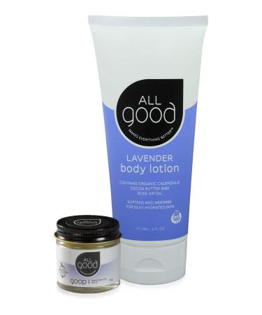 All Good Hand & Skin Relief Combo Set - Moisturize Dry Cracked Skin - Organic Handcrafted Balm & Lavender Lotion Lavender Combo