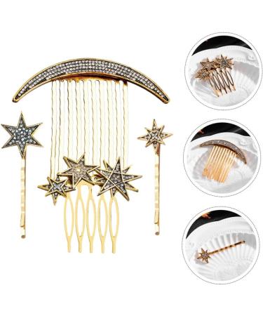 DOITOOL Star Hair Barrettes 1 Set Star Moon Hairpin Metal Bridesmaids Comb Headwear for Women Rhinestone Hair Clips Hair Jewelry Crystal Decor Moon Decorations Tiara Alloy Hair Comb - Buy Online on GoSupps.com