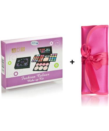 TimeSong Professional Makeup Palette Kit with Eyeshadow, Blusher, Face Powder & Lip Gloss + 7pcs Pink Makeup Brushes Set - Buy Online on GoSupps.com