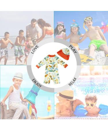 UPF 50+ Baby Boy Swimwear Set with Sun Hat | Infant One Piece Zip Swimsuit | Toddler Bathing Suit 9-12 Months Bird Print - Buy Online on GoSupps.com