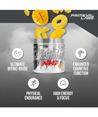 Primeval Labs Ape Untamed Pre Workout Energy Drink Powder - Mango Pineapple Flavor | Nitric Oxide Booster with L-Citrulline & Beta Alanine | Enhanced Pump & Focus - 40 Servings - Buy Online on GoSupps.com