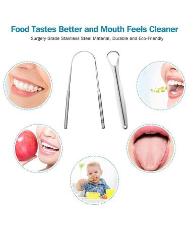 Jamverus 2PCS Reusable Stainless Steel Tongue Scraper Set for Adults & Kids - Medical Grade Oral Hygiene Tools for Fighting Bad Breath - Buy Online on GoSupps.com