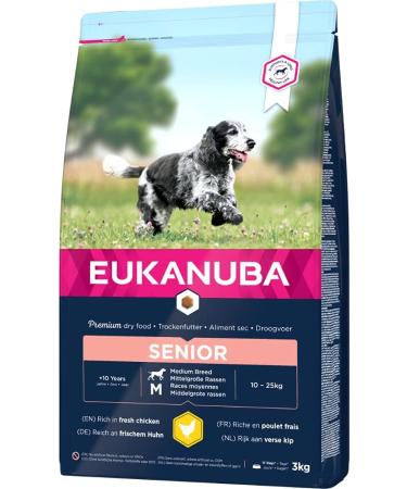 Eukanuba Senior Dog Food with Fresh Chicken for Medium Breeds | Premium 3 kg Dry Food for Senior Dogs - Buy Online on GoSupps.com