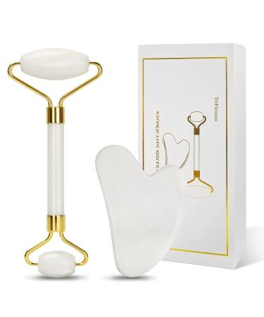 Jade Roller & Gua Sha Face Roller Gua Sha Facial Tool 100% Natural Jade Anti-Aging Face Massager for Face Eyes Neck Body Muscle Relaxing