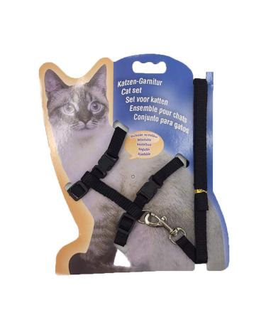 Gizhome Cat Harness and Leash Adjustable Halter Harness Nylon Strap Belt Safety Rope Leads for Home Kitten - Black
