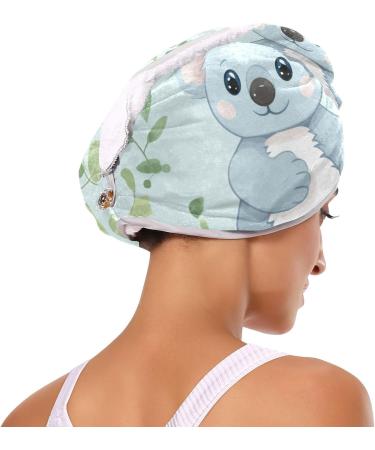 Koalas Green Leaf Hair Towel 2 Pack | Super Absorbent Quick Dry Hair Turbans for Women & Girls | Button Twisty Wrap - Buy Online on GoSupps.com