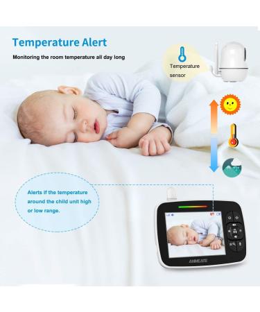 Baby Monitor with Remote Pan-Tilt-Zoom Camera  3.5 Large Display Video Baby Monitor with Camera and Audio |Infrared Night Vision |Two Way Talk | Room Temperature| Lullabies and 960ft Range (V2) - Buy Online on GoSupps.com