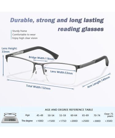 Buy EYECEDAR 5-Pack Men's Reading Glasses - Metal Half Frame Spring Hinges 2.50 Magnification - Stylish & Comfortable Eyeglasses - Buy Online on GoSupps.com
