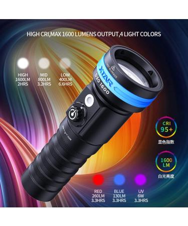 XTAR D30 1600 Lumens Scuba Diving Video Light | Multi-Color LED Underwater Flashlight - Buy Online on GoSupps.com