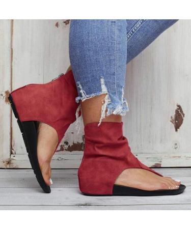 Creev Flat Sandals for Women - Vintage Flip-Flop Casual Gladiator Ankle Strap Sandals | Non-Slip Summer Shoes in Brown & Red (EU Sizes 35-41) - Buy Online on GoSupps.com