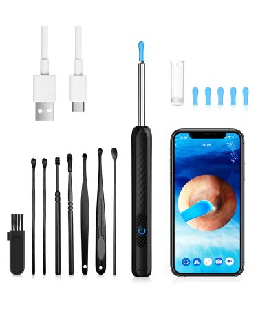 NURSETEK Ear Wax Removal Ear Cleaner with 1080P HD Camera Ear Wax Cleaner with 8pcs Ear Set Ear Wax Removal Tool Camera for iOS and Android (Black)