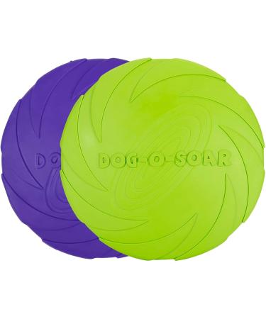 Vivifying Frisbee Dog - 2-Pack 15cm Natural Rubber Dog Frisbees for Land & Water (Green + Purple) - Ideal for Fun & Play - Buy Online on GoSupps.com