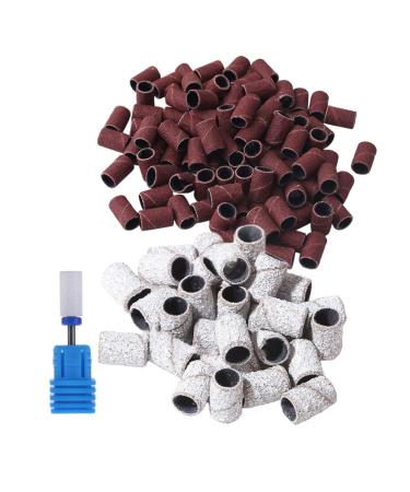 Fomiyes 201 pieces grit file sand grinding sleeve nail grinding tapes nail decoration sets grinding tapes for nail drill replacement nail loops nail art grinding tapes nail accessories