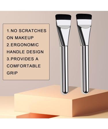 2-Piece Silvery Foundation Brush Set | Flat & Powder Brush for Liquid & Concealer | Perfect Gift for Women & Girls - Buy Online on GoSupps.com