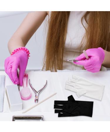 Anti UV Gloves Sunblock Gloves UV Shield Protection Fingerless Gloves for Gel Nail Lamp 1Pair Black - Buy Online on GoSupps.com