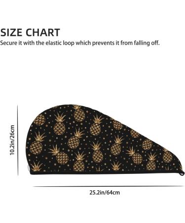 Quick-Dry Hair Towel Wrap - Glitter Pineapples | Hair Turban & Drying Towel with Button for Fast Hair Drying - Buy Online on GoSupps.com