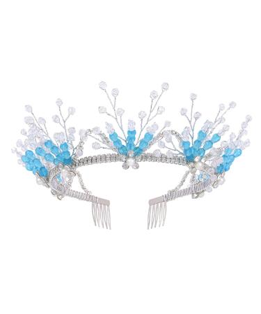 IYOU Crystal Princess Wedding Headband Blue Rhinestone Hair Bands Sparkly Birthday Communion Hair Accessories for Flower Girls