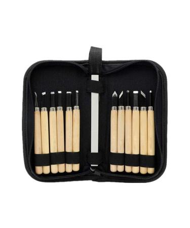 Chiyuehe Wood Carving  12 Carving Tools Set With Knife Stone & Carrying pouch - Perfect Knife Kit for Beginner