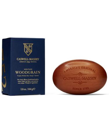 Caswell-Massey Triple Milled Heritage Woodgrain Sandalwood Bar Soap  Scented & Moisturizing Bath Soap For Men & Women  Made In The USA  5.8 Oz Woodgrain Sandalwood 1 Count (Pack of 1)