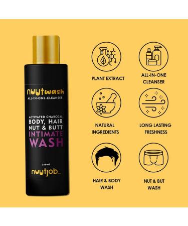 Nuutwash Activated Charcoal Intimate Wash 6.7 Fl Oz | All-in-One Hygiene for Men & Boys | Natural Ingredients & Essential Oils | Ball Deodorant & Body Wash - Buy Online on GoSupps.com