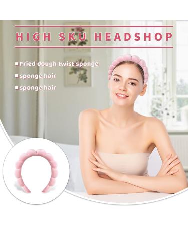 Ycfish Puffy Spa Headband for Women - Green Sponge & Terry Towel Fabric - Ideal for Makeup, Skincare, Shower - Cute Design - Facial Mask Headband - Buy Online on GoSupps.com