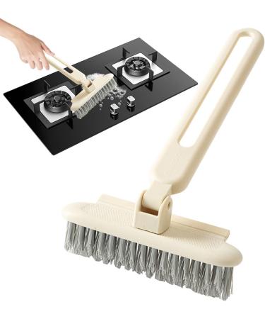 Crevice Brush Multi-Function Rotating Crevice Brush Kitchen Toilet Stove Brush Bathroom Tile Brush Cleaning Brush with Clip Scraper No Dead Angle Cleaning Brush Creamy - Buy Online on GoSupps.com