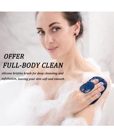 Hieerbus Silicone Body Brush - Deep Cleaning & Massage Shower Brush for Men & Babies | Hygienic Alternative to Luffa & Sponge - Dark Blue - Buy Online on GoSupps.com