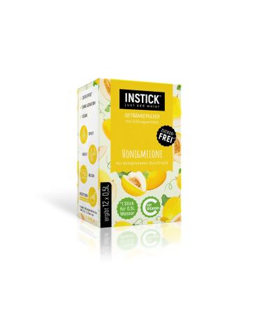Intick |Sugar -free instant drink - honey melon |1 pack for 12 x 0.5-1 l |Vegan low in calories with vitamin C flavored instant beverage powder taste for water