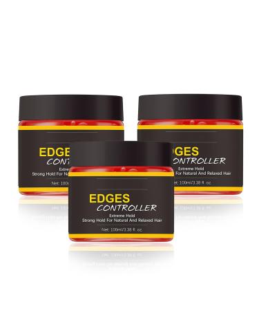 Strong Hold Hair Styling Gel, 100ml Strong Non-Greasy Hair Gel, Edge Controls Gel for Afro Hair, Edge Control Gel for Women, Edge The Control Hair Gel for Women, Hair Styling Products (3pc)
