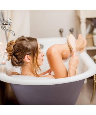 Natural Bristle Shower Brush with Long Bamboo Handle - Ideal for Wet or Dry Brushing, Enhances Blood Circulation and Exfoliates Skin - Buy Online on GoSupps.com