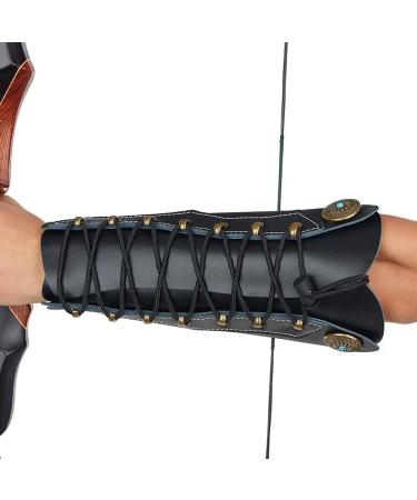TOPARCHERY Handmade Leather Arm Guard & Shooting Glove - Adjustable for Hunting and Shooting - Medieval Bracer in Black - Buy Online on GoSupps.com