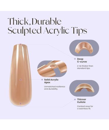 Buy Tipex Instant Apex Nail Tips 72pcs Pre-Colored Press-On Long Coffin Nails Thick Acrylic Full Cover Gel Nails Online - Buy Online on GoSupps.com