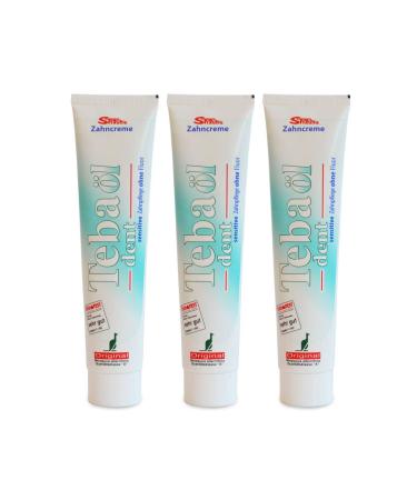 STYRUM's Toothpaste Tea Tree Oil Sensitive (3 X 75 Ml) Mild Organic Toothpaste Vegan Fluoride-free Natural Cosmetics