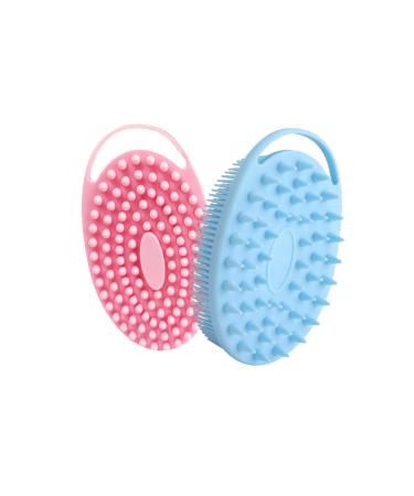 2 in 1 Silicone Body Scrubber(2 Pack) Soft Silicone Body Cleansing Bath Brush Shower Scrubber for Sensitive and All Kinds of Skin Clean and Sanitary Head Scrubber Scalp Massager/Brush Rapid Foaming