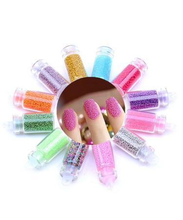 Mini Micro Ball Beads 3D Nail Art Decoration Kit - 12 Vibrant Color Vials for DIY Manicure Tools - Buy Online on GoSupps.com
