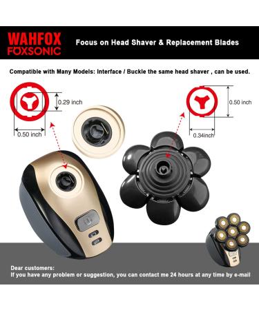 FOXSONIC 7 Blades Head Shaver Replacement Heads for Freedom Grooming Bald Shaver - Gold and Black - Buy Online on GoSupps.com