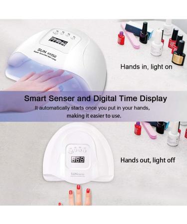 120W UV LED Nail Lamp Professional Nail Dryer | Gel Polish Light with 4 Timer Settings, LCD Display, and Sensor | Includes Manicure Tool Set - White - Buy Online on GoSupps.com