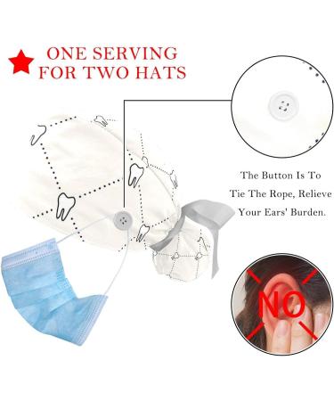 Cartoon Teeth Working Cap with Button - Adjustable Ponytail Holder Hats (2 Pcs) - Color 10 - Buy Online on GoSupps.com