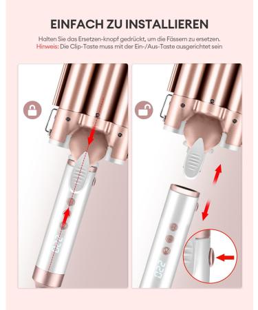 CCKeyin 3-in-1 Curling Iron Set | Ceramic Wave Iron with 3 Barrels for Large Curls | Multifunctional Hair Styling Tool - Buy Online on GoSupps.com