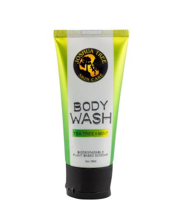 Joshua Tree 3 oz. Body Wash Shampoo - Biodegradable Plant Based Eco Soap with Organic Ingredients (Tea Tree + Mint)