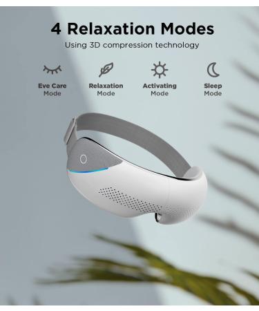 VMOK Heated Eye Massager with Compression and Bluetooth Music - Relaxing Eye Temple Massager for Migraine Relief, Dark Circles, and Improved Sleep - Ideal Birthday Gift for Women in White - Buy Online on GoSupps.com