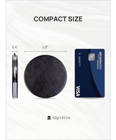 OMIRO 1X/10X Magnifying Compact Mirror with PU Leather - Ultra-Portable for Purses and Travel - Round Black - Buy Online on GoSupps.com